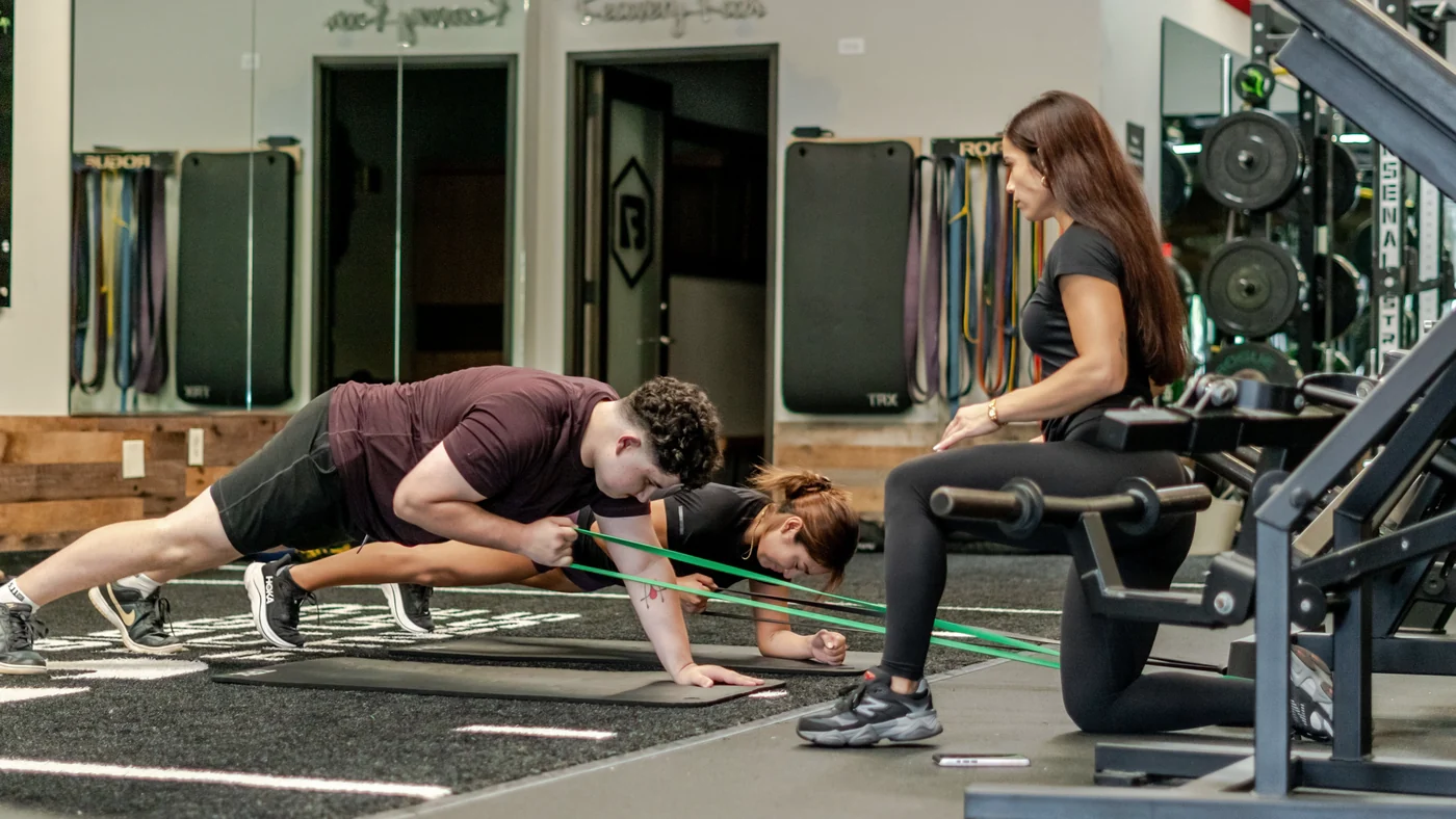 Core and mobility training with a client